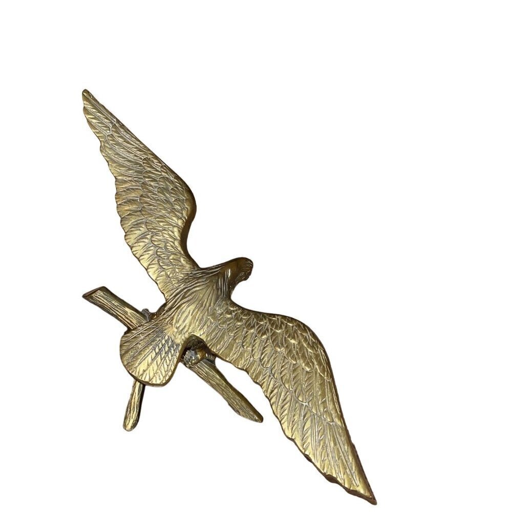 Vintage MCM Large Brass Eagle On A Branch